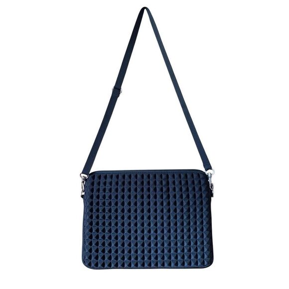 Rebecca Minkoff Regan Textured Neoprene Crossbody Messenger Laptop Bag in Black - Picture 2 of 10